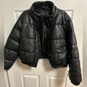 Black Cropped Puffer Jacket